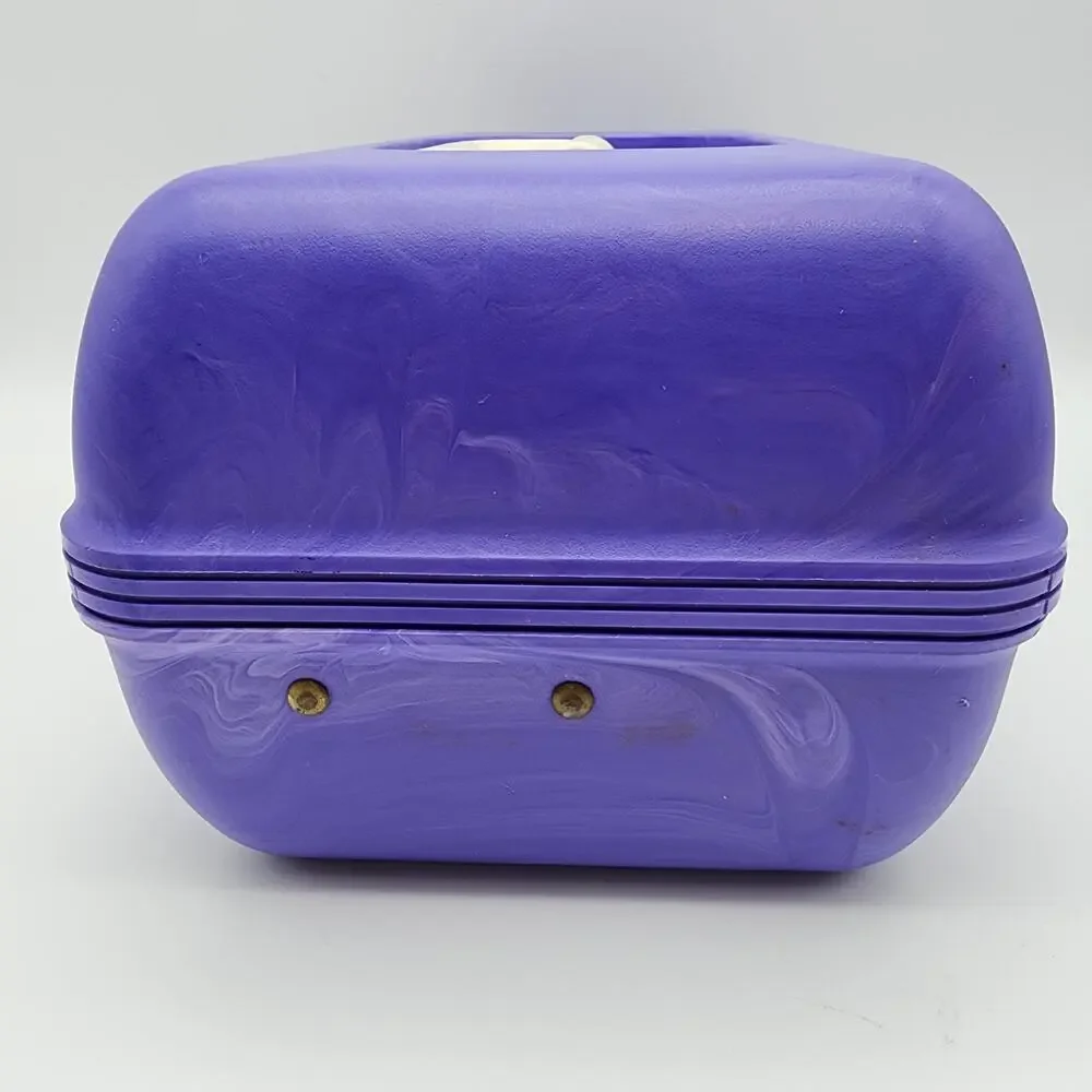 Vintage 90s Caboodles Makeup Case Purple Swirl Mirror Slide Out Trays 3 Tier USA